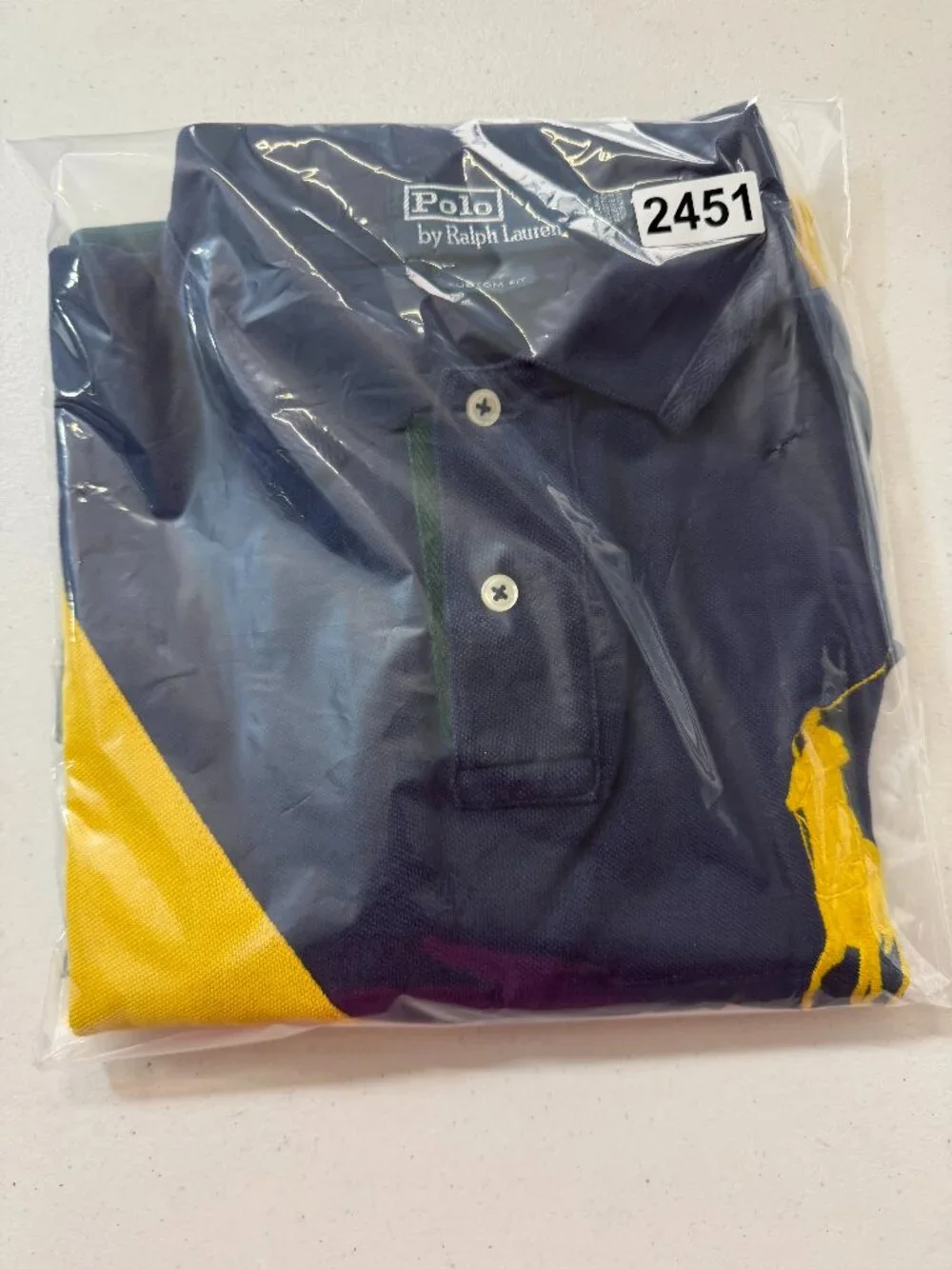 Polo Ralph Lauren Custom Fit Big Pony Colorblock Polo Shirt Men's Large